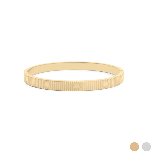 Pulseira Rígida Canelada com Flores