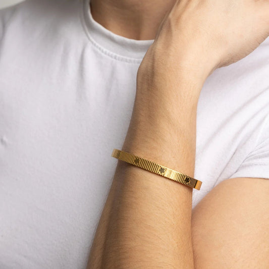 Pulseira Rígida Canelada com Flores