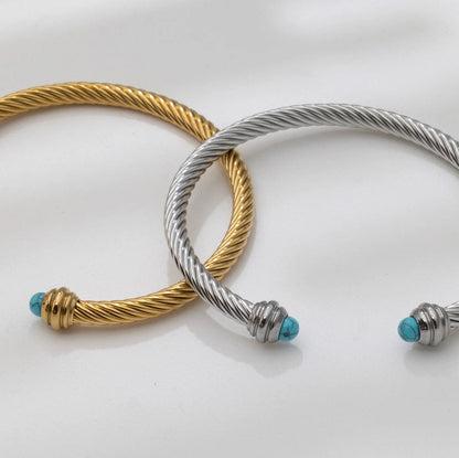 Pulseira Rígida Torcida Azul-Turquesa