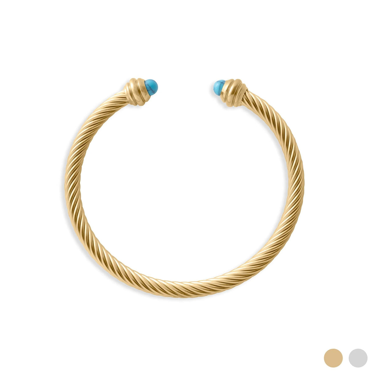 Pulseira Rígida Torcida Azul-Turquesa