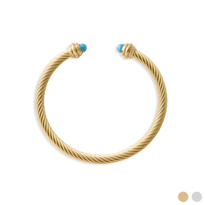 Pulseira Rígida Torcida Azul-Turquesa