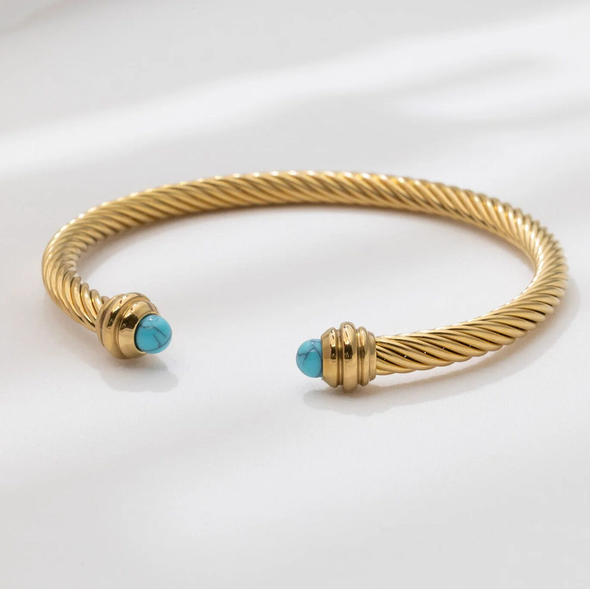 Pulseira Rígida Torcida Azul-Turquesa