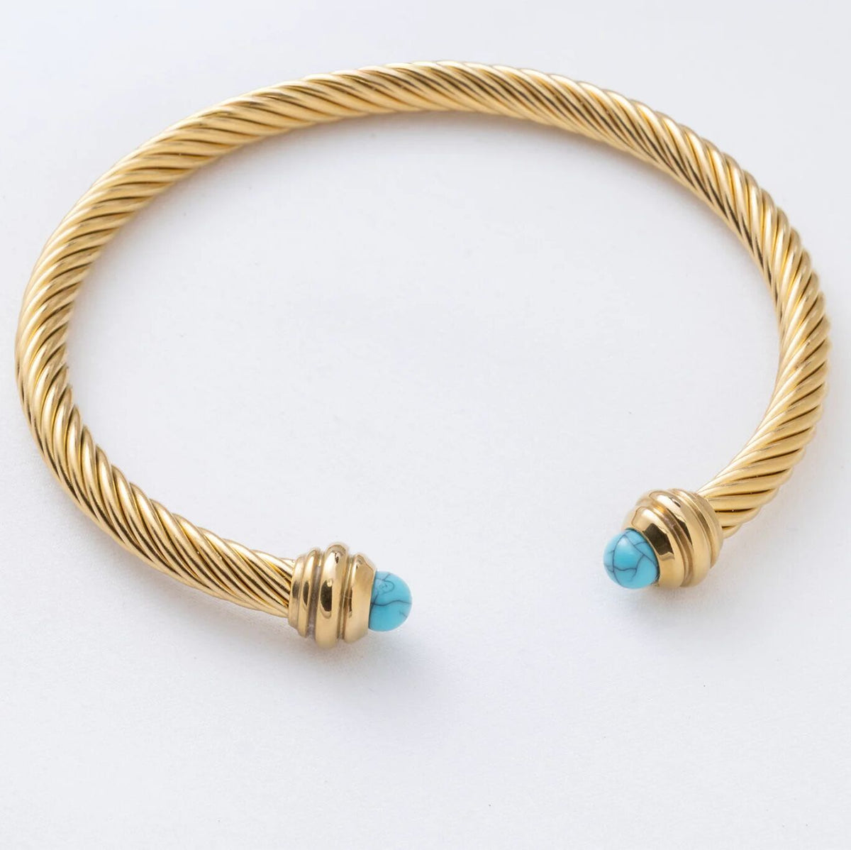 Pulseira Rígida Torcida Azul-Turquesa