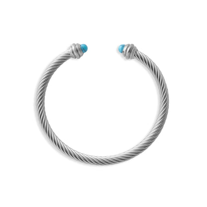 Pulseira Rígida Torcida Azul-Turquesa