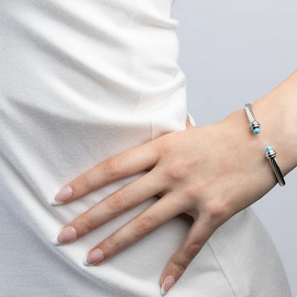 Pulseira Rígida Torcida Azul-Turquesa