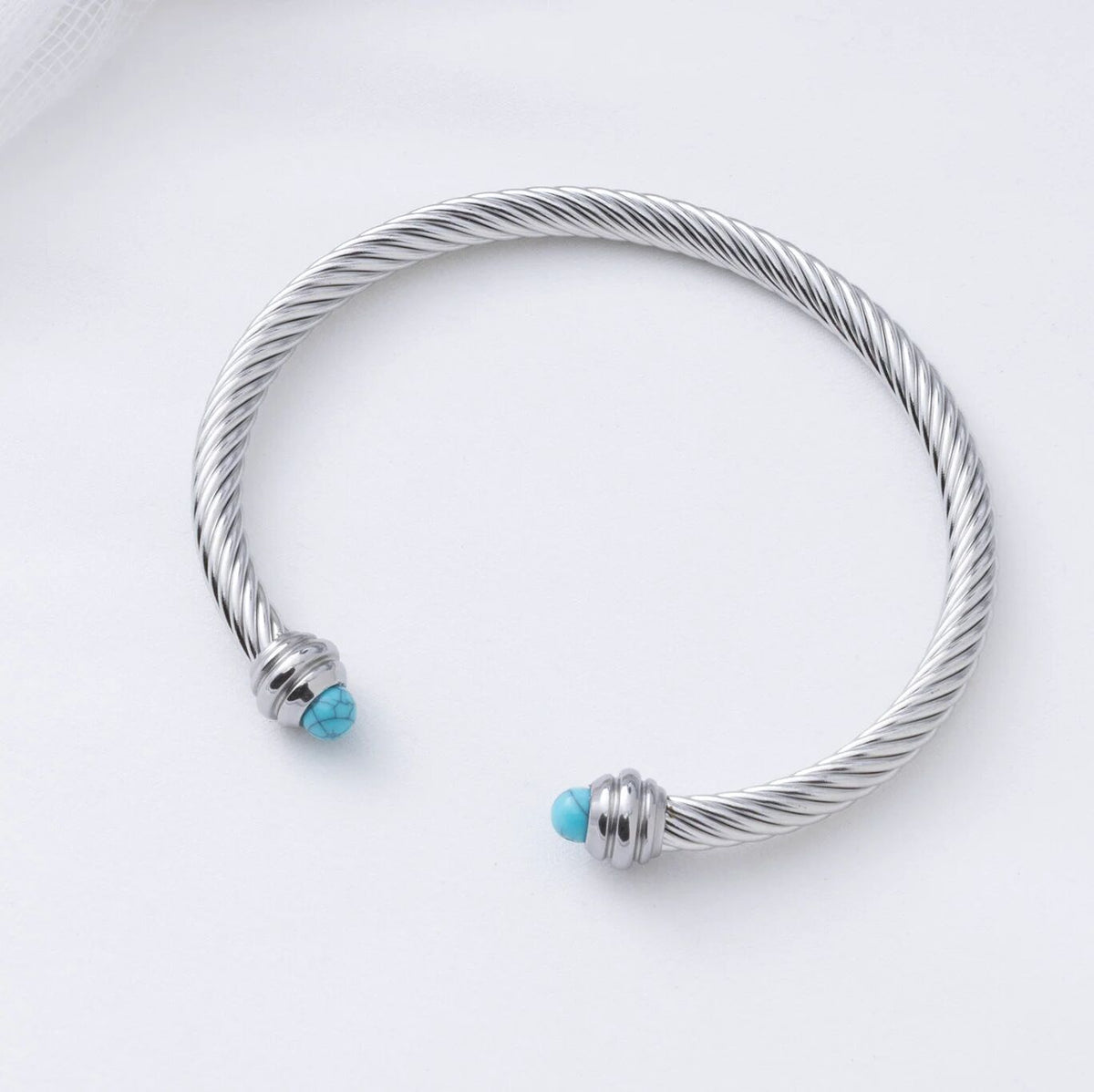 Pulseira Rígida Torcida Azul-Turquesa