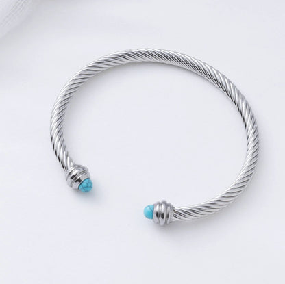 Pulseira Rígida Torcida Azul-Turquesa