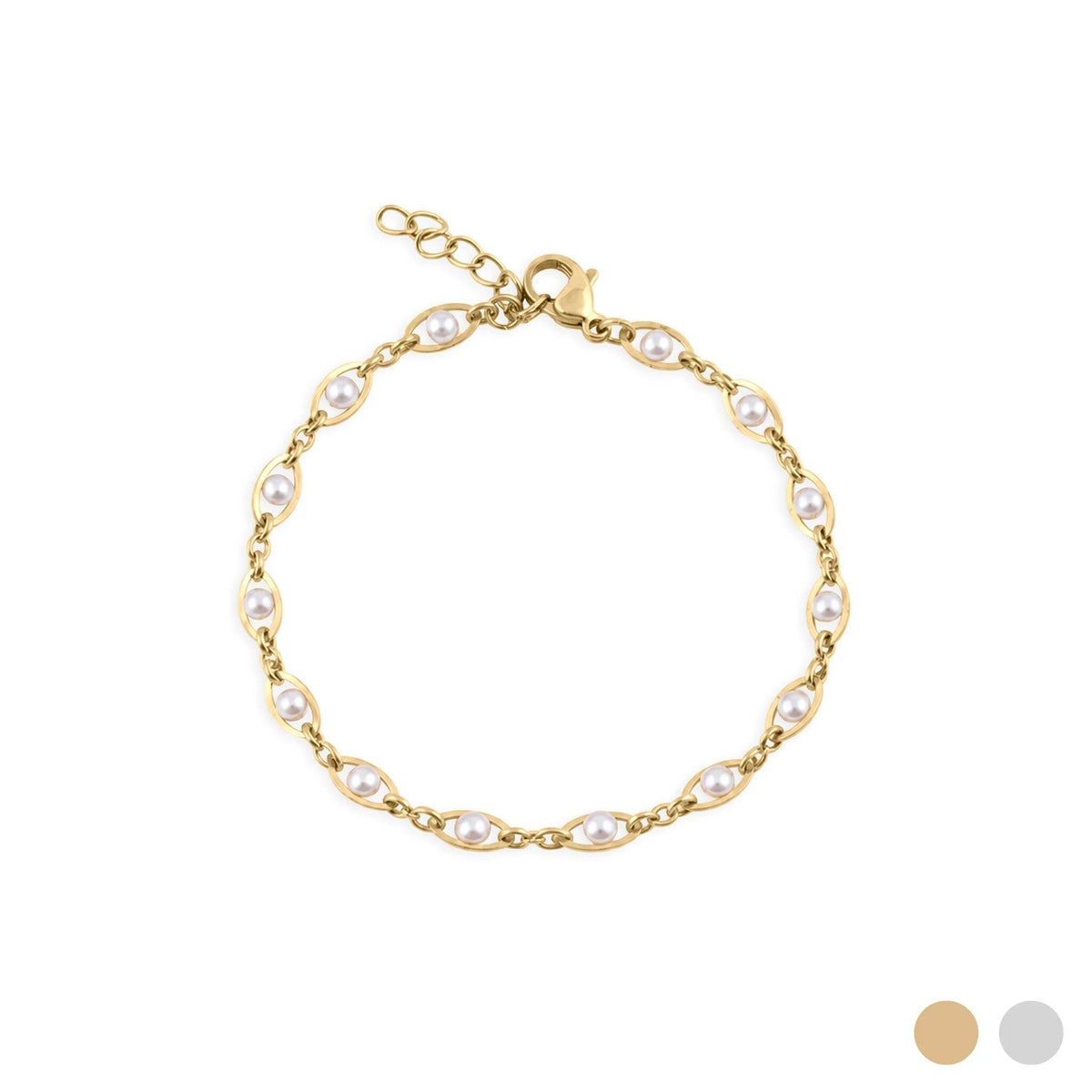 Pulseira Pérolas em Elos Ovais