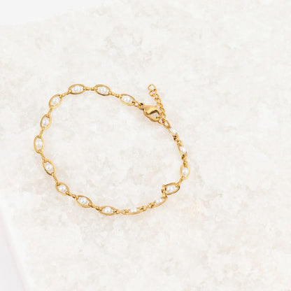Pulseira Pérolas em Elos Ovais