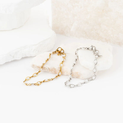 Pulseira Pérolas em Elos Ovais