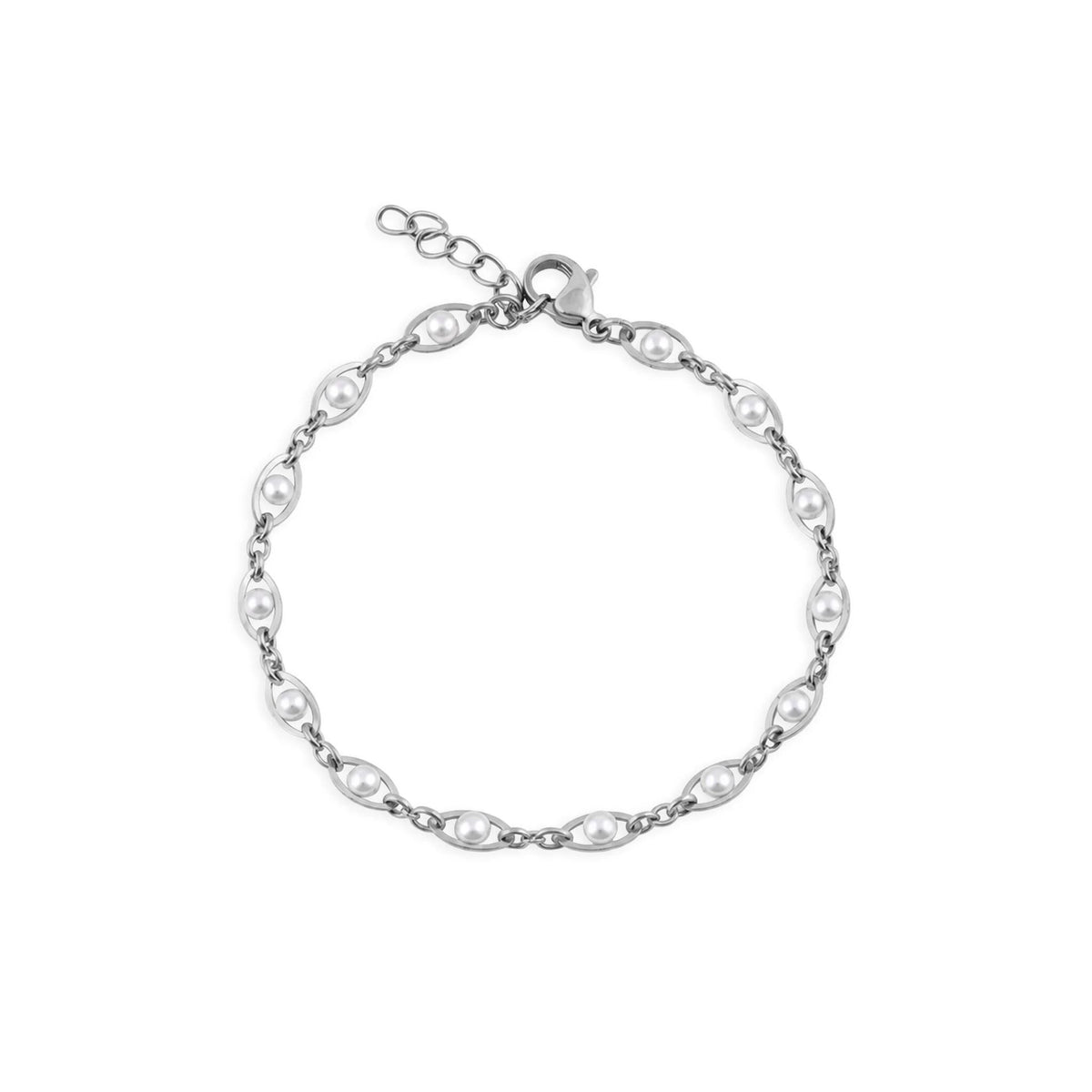 Pulseira Pérolas em Elos Ovais