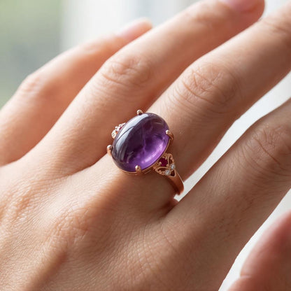 Anel Oval Roxo Liso