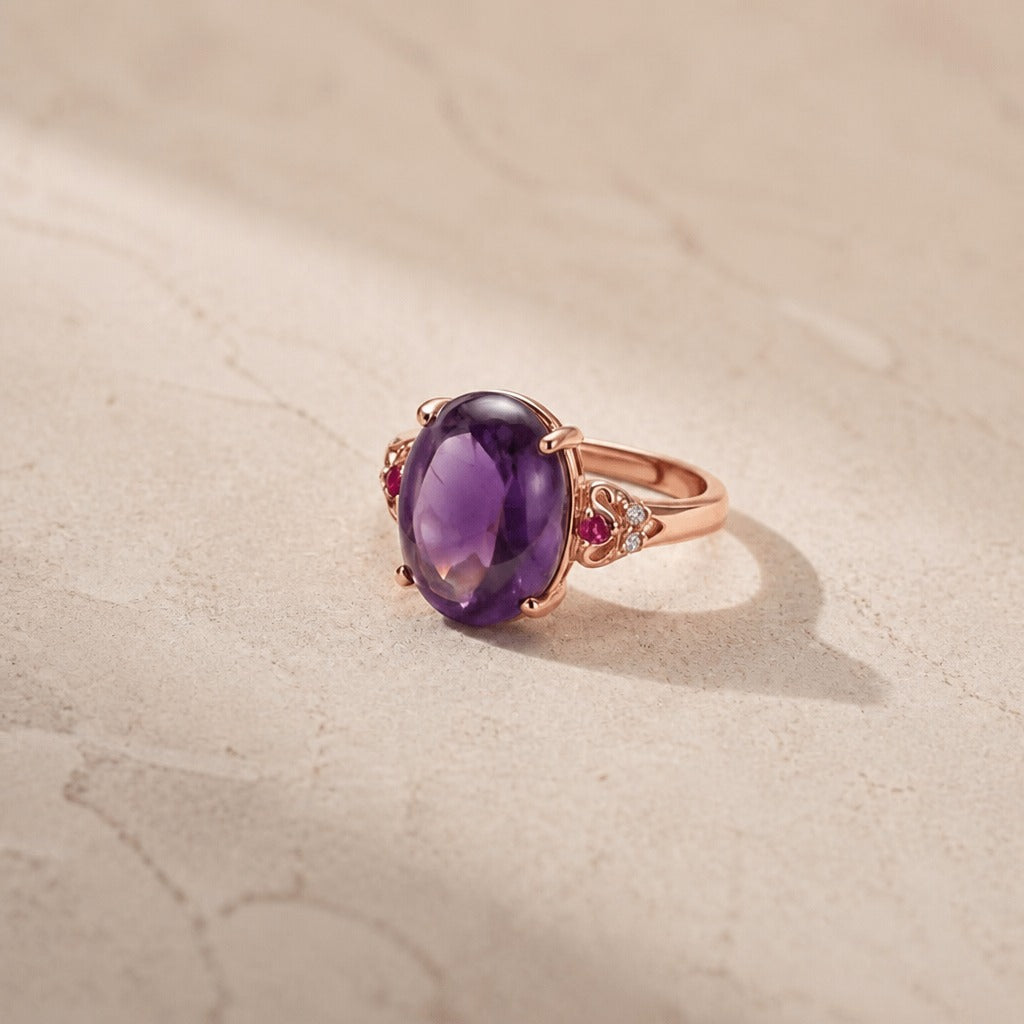 Anel Oval Roxo Liso