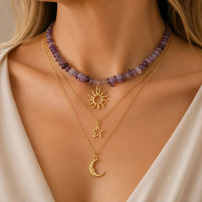 Conjunto Três Colares Sol, Estrela e Lua