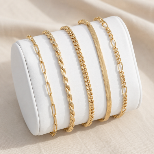 Conjunto Cinco Pulseiras de Malhas Diferentes