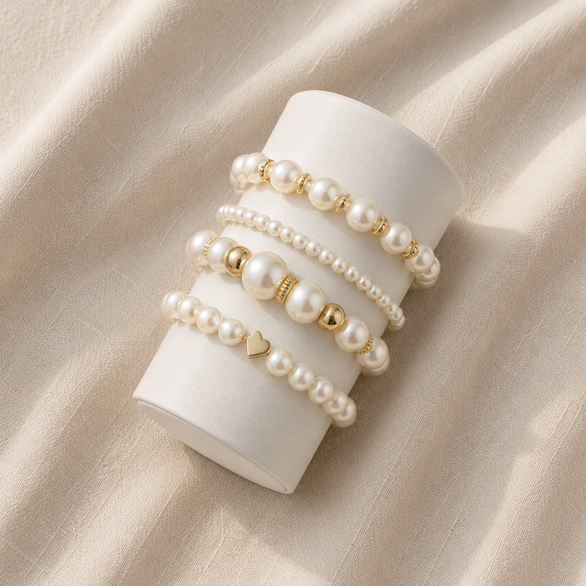 Conjunto Quatro Pulseiras de Pérolas