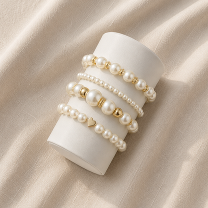 Conjunto Quatro Pulseiras de Pérolas