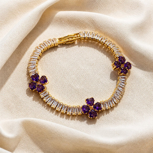 Pulseira Trevos Roxos com Baguetes