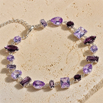 Pulseira Pedras Roxas de Várias Formas