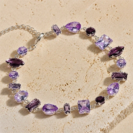Pulseira Pedras Roxas de Várias Formas