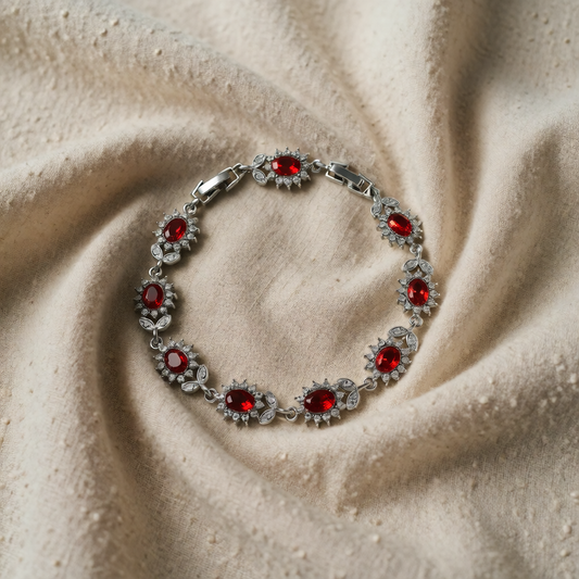 Pulseira Flores de Centro Vermelho
