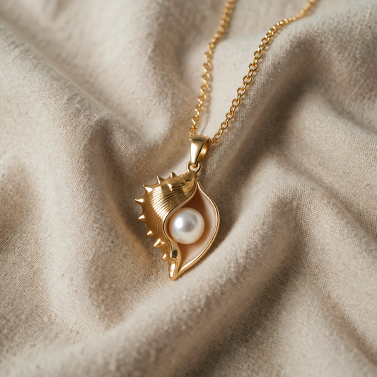Colar Búzio Dourado com Pérola