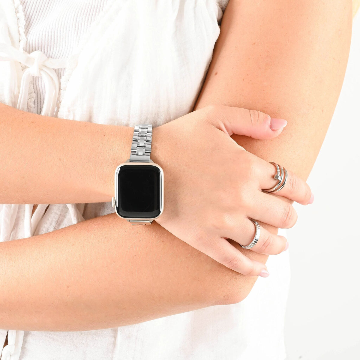 Bracelete Estreita de Elos Rectangulares para Smartwatch