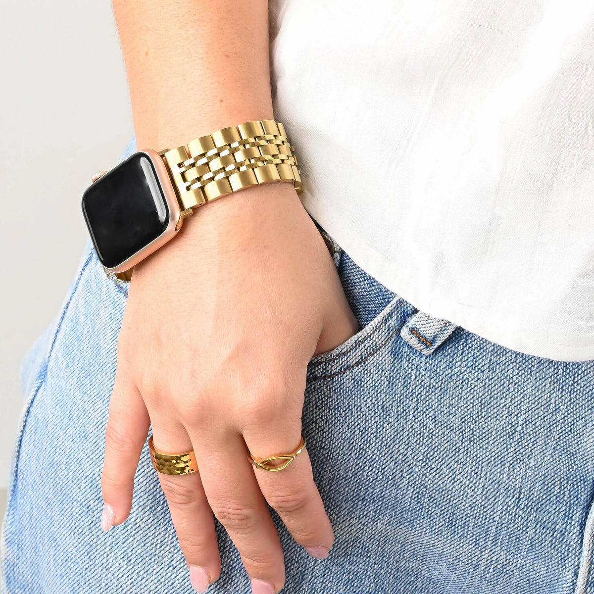 Bracelete Fileiras de Elos Grossos para Smartwatch
