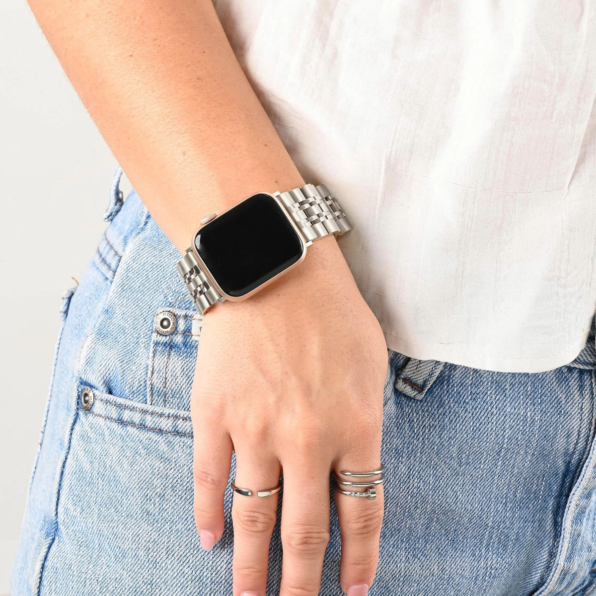 Bracelete Fileiras de Elos Grossos para Smartwatch