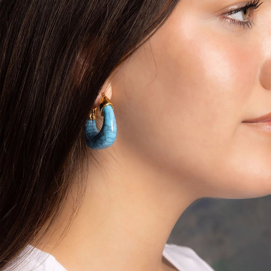 Argolas Ferradura Azul-Turquesa