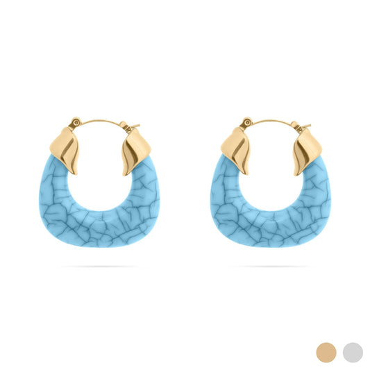 Argolas Ferradura Azul-Turquesa