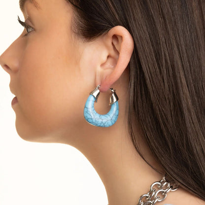 Argolas Ferradura Azul-Turquesa