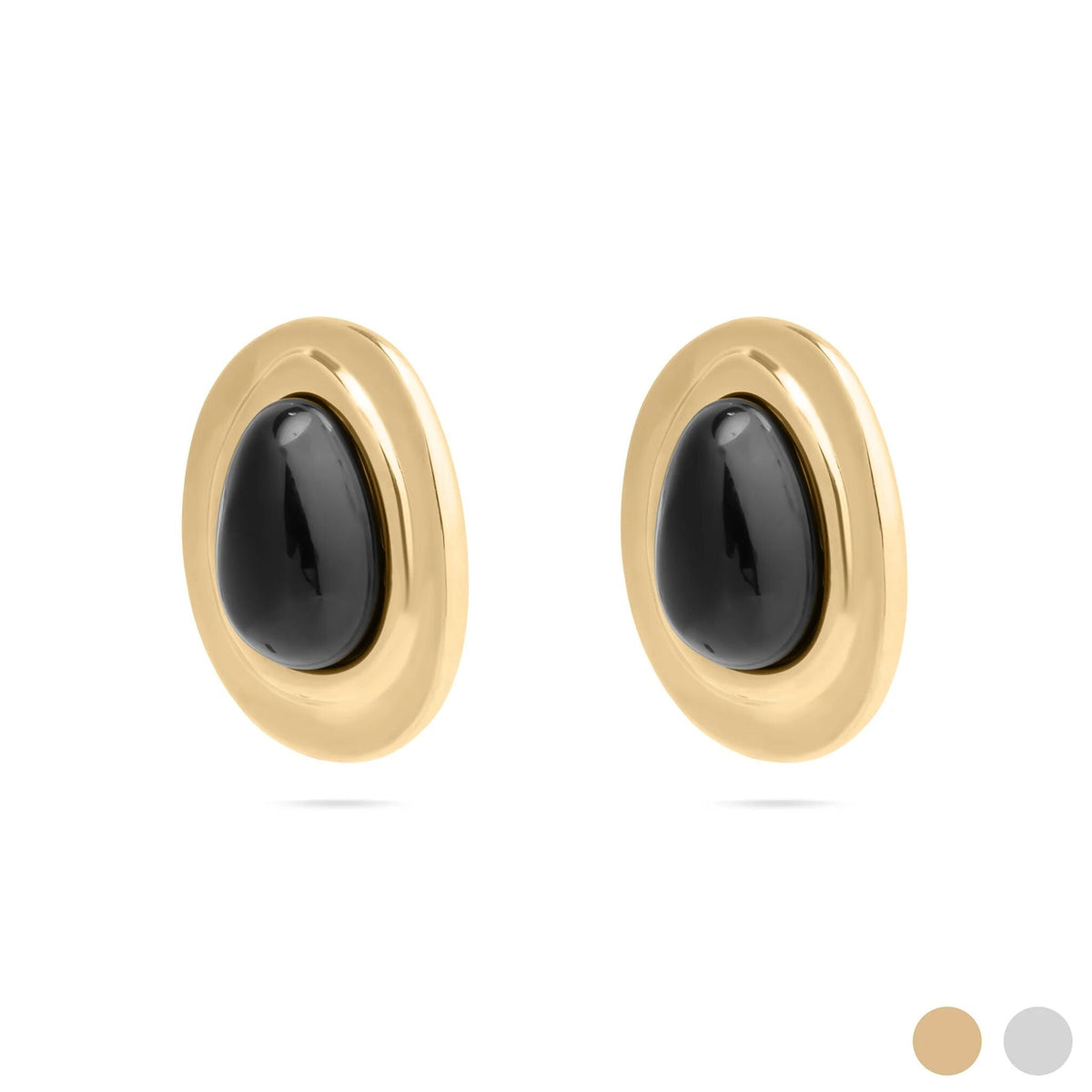 Brincos Ovais com Esmalte Preto