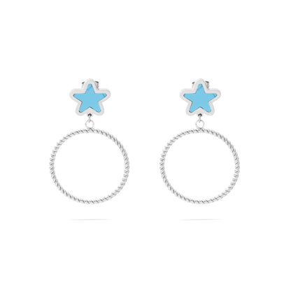 Brincos Estrela Azul com Aro Torcido
