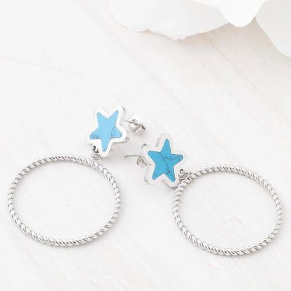 Brincos Estrela Azul com Aro Torcido