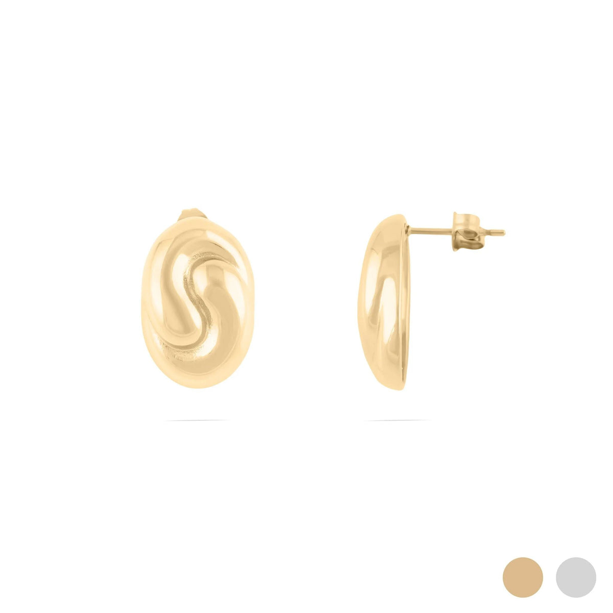 Brincos Oval com Onda em Relevo