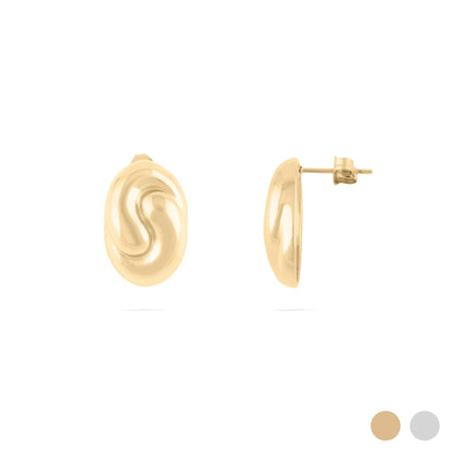 Brincos Oval com Onda em Relevo