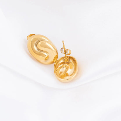 Brincos Oval com Onda em Relevo