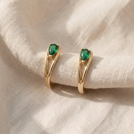 Argolas Aro Dividido com Gota Verde