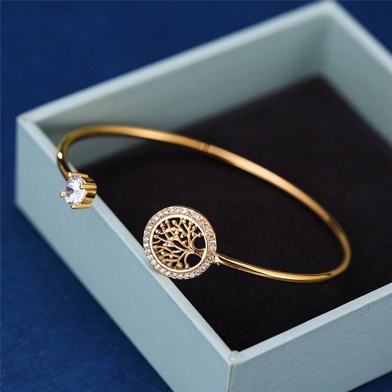 Pulseira Rígida Aberta Árvore da Vida
