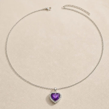 Colar Coração Roxo com Pedrinhas