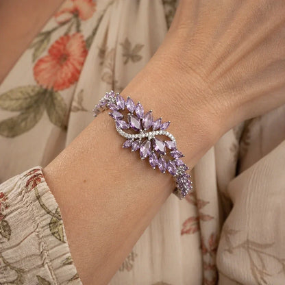 Pulseira Folhas de Pedras Roxas