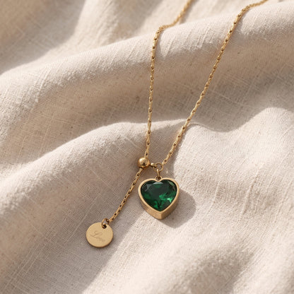 Colar Coração Verde com Medalhinha Love