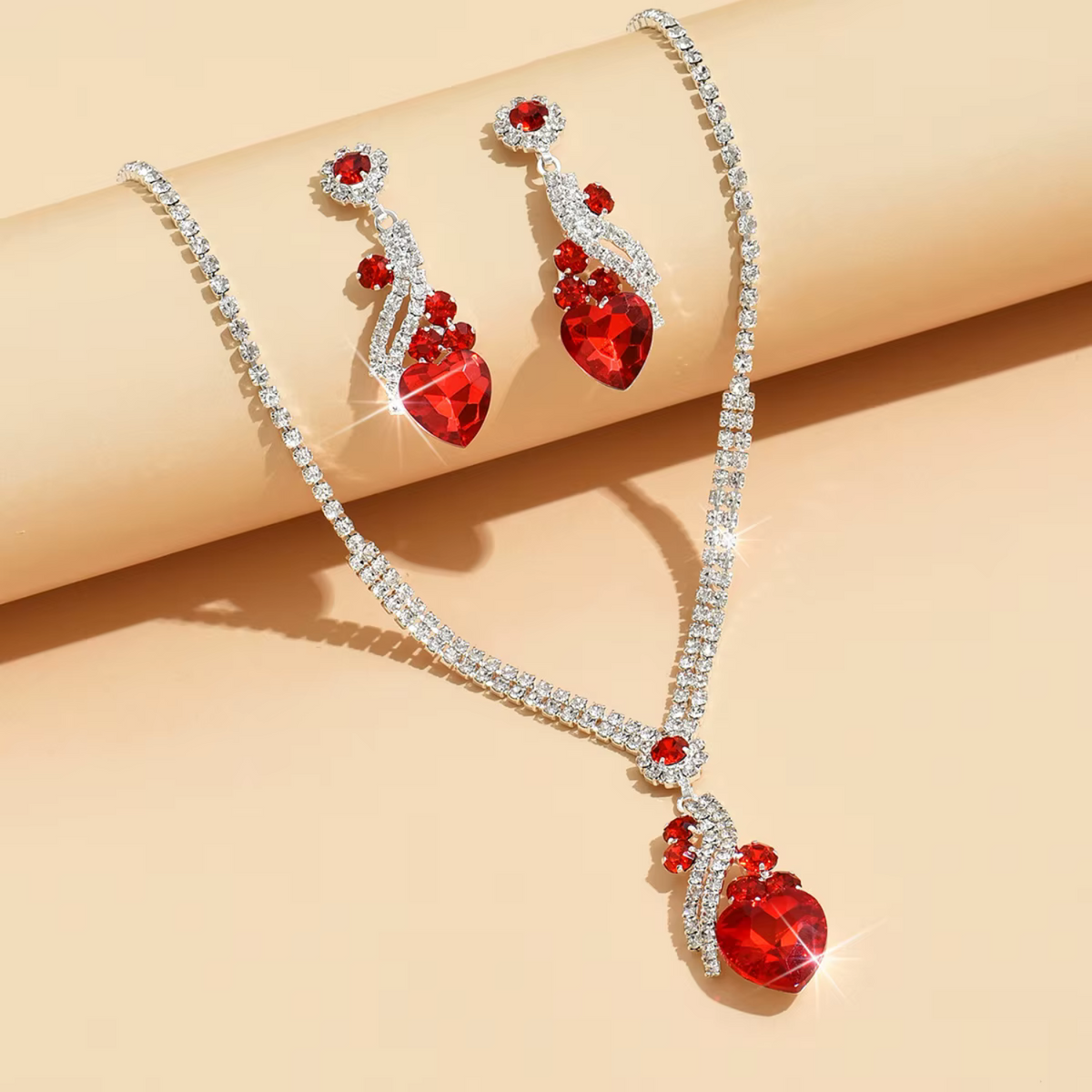 Colar Riviera com Coração Vermelho