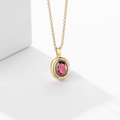 Colar Oval Vermelho em Moldura Lisa