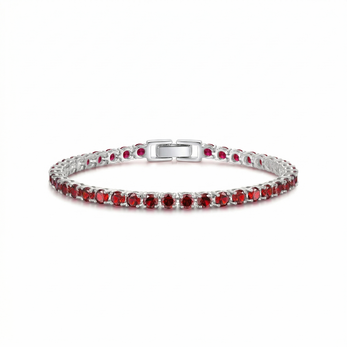 Pulseira Riviera Pedras Redondas Vermelho-Escuras