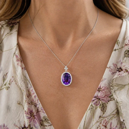 Colar Oval Roxo com Pedrinhas