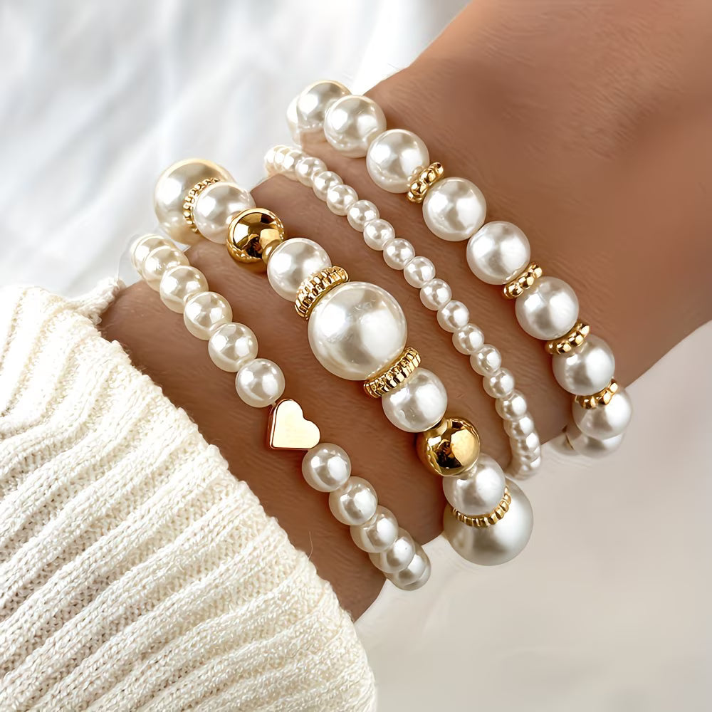 Conjunto Quatro Pulseiras de Pérolas