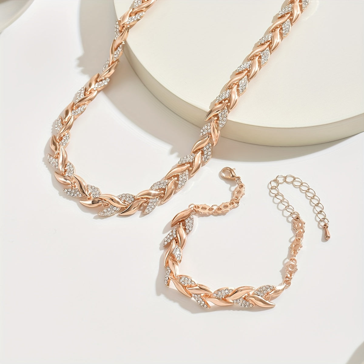 Conjunto Colar e Pulseira Espiga de Pedrinhas