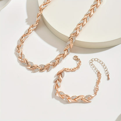 Conjunto Colar e Pulseira Espiga de Pedrinhas